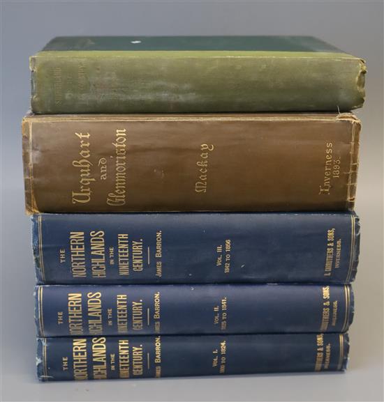 Fraser, William Sir - The Chiefs of Grant, 3 vols, qto, morocco gilt, spines scuffed, Edinburgh 1833; Barron, James -